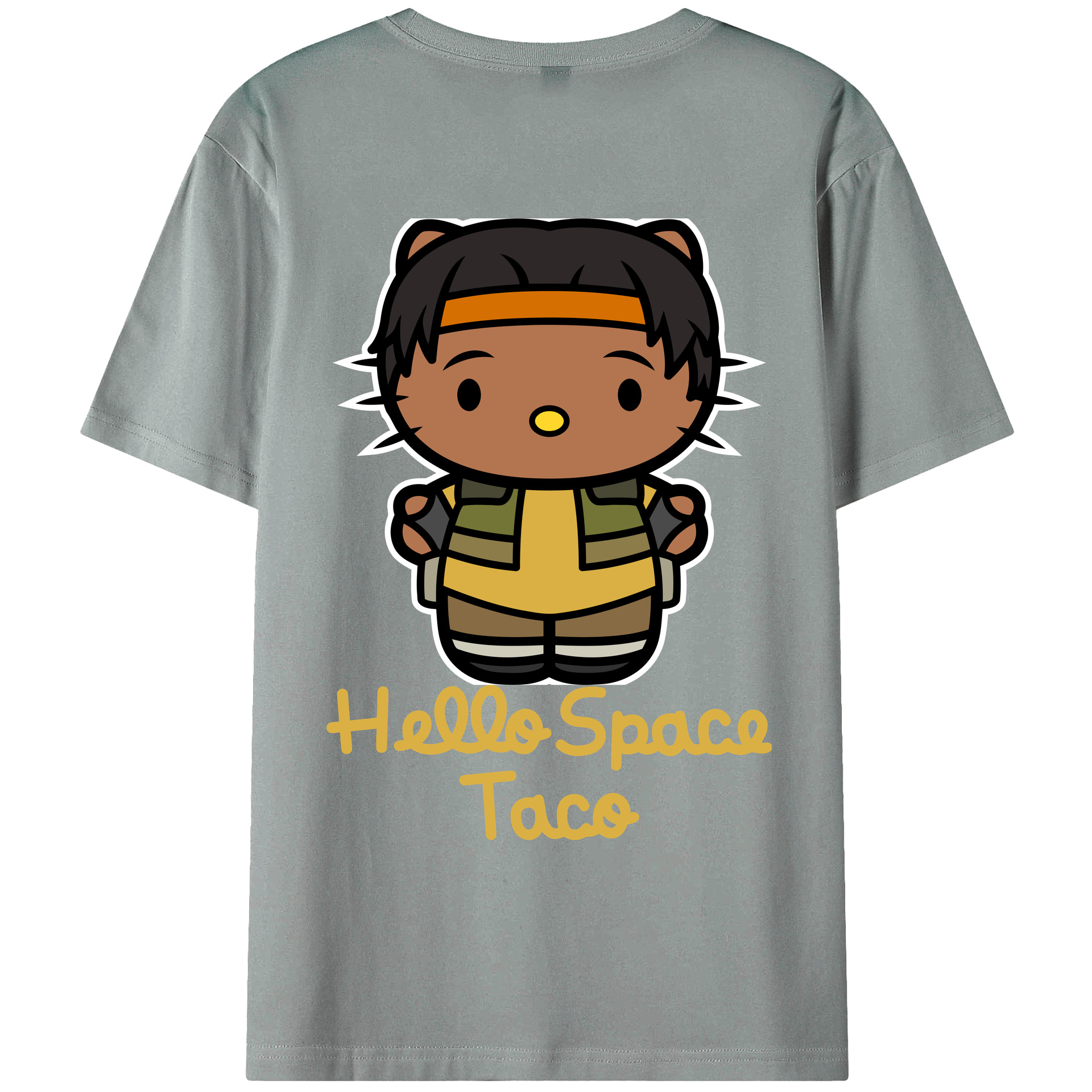 （画像用） Hello Kitty ハローキティ 綿100％ メンズ半袖Tシャツ（バックプリント） 通気性